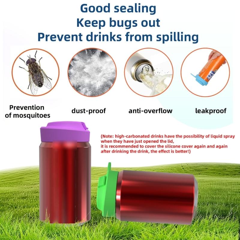 Colorful Silicone Sodas Can Lid and Straw Easy Use Spill-proof Sealed Can Cover for Canned Beverages Beer and Juice