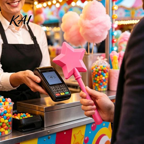 Holiday Cash Clip for Shop Christmas Tree Payment Wand, Novelty Tap Pay Telescopic Star Adjustable Counter Wand Card Holder, Fun Accessory Receipts
