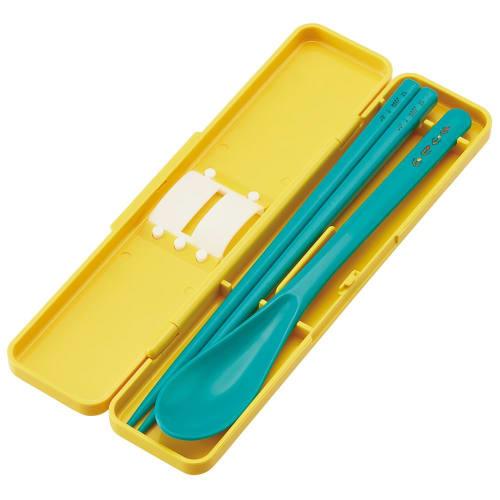 Skater Chopsticks and Spoon Set, Bento Box, Adult, Antibacterial, Combo Set, 18cm, Non-Clinking, Made in Japan, Panda and Kopanda Design, CCS3SAAG-A