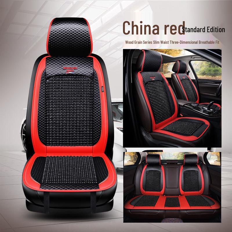 Wood Bead Ventilated Car Seat Cushion with Lumbar Support - Universal Four Seasons Cool Pad