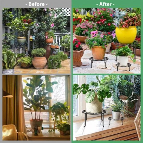 5 Pack Metal Plant Stand Heavy Duty Flower Pot Stands For Outdoor Indoor Plants