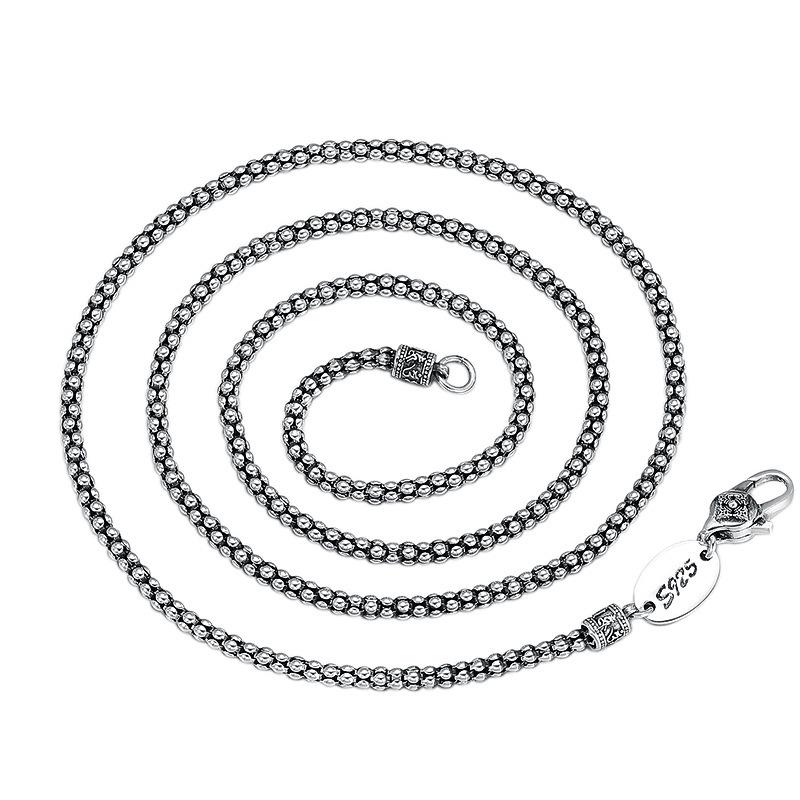 Vintage S925 Sterling Silver Oxidized Popcorn Chain Necklace for Men & Women