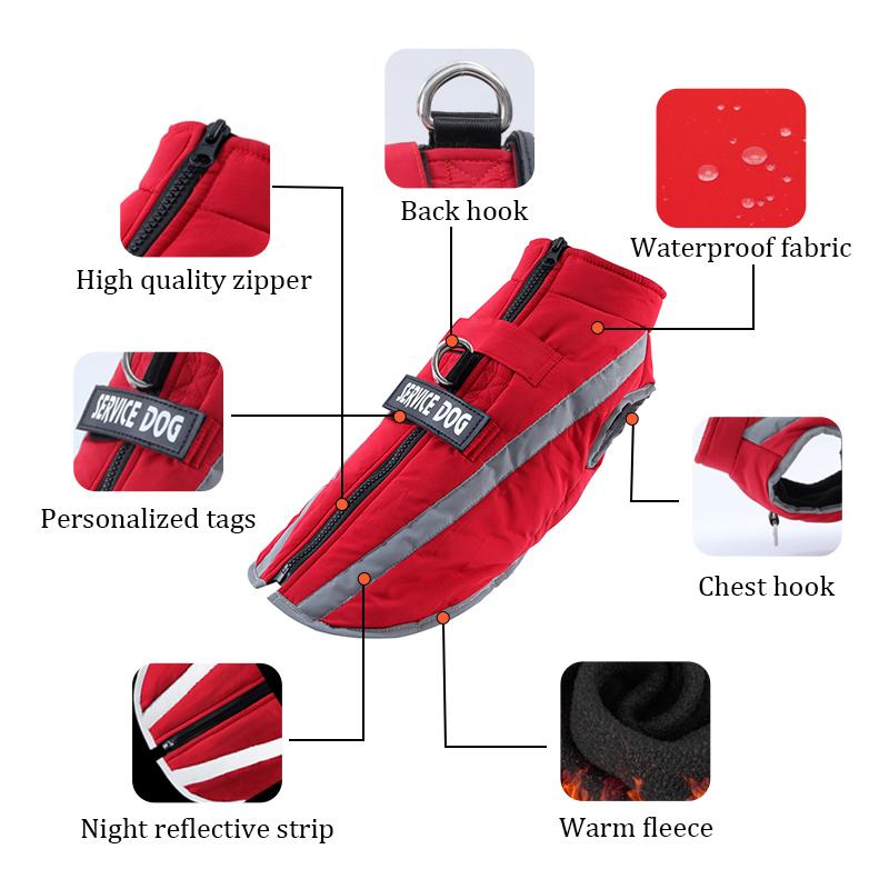 Warm Fleece Dog Clothes Personalized Waterproof Winter Clothes for Small Medium Large Dogs Pet Clothing Jackets Dog Accessories