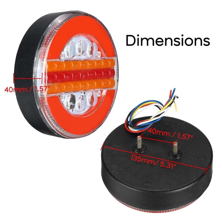 2Pcs 5.3" Dynamic LED Car Bus Van Caravan Lamp Flow Turn Signal Tail Light Brake