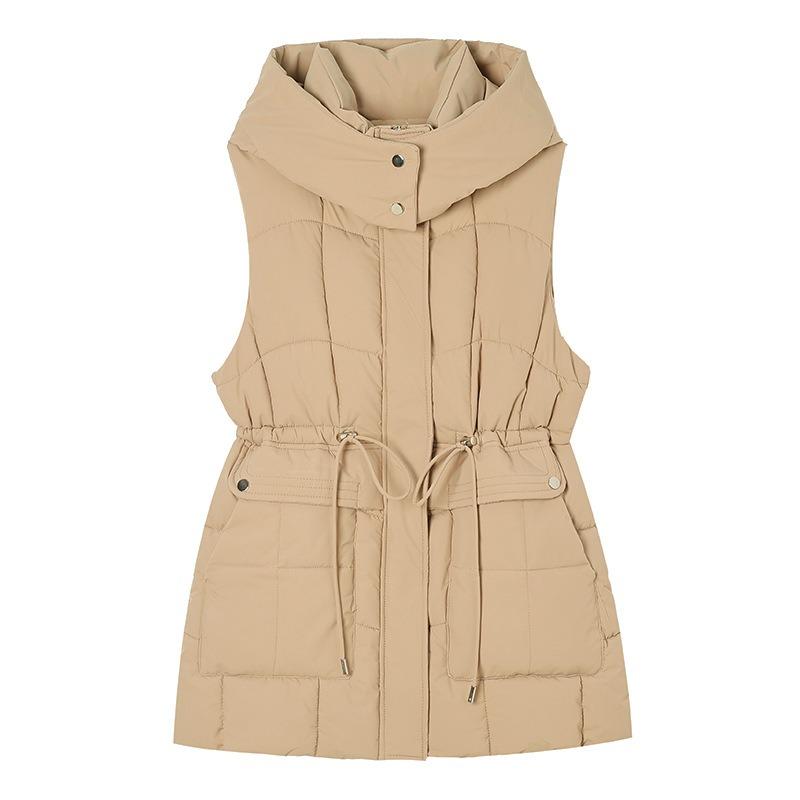Autumn and winter fashion new waist medium and long down cotton vest large pocket thickened vest vest jacket