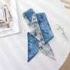 Summer French Retro Blue Tied Hair Small Floral Long Silk Scarf Headband Braided Hair Chiffon Thin Ribbon Scarf