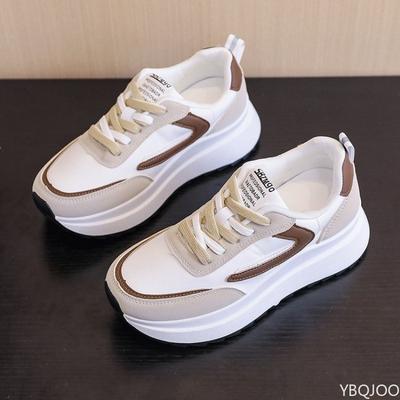 Damen Sport Frühling Neu Anti-Rutsch Lässig Laufschuhe Schnürschuhe Dicksohlige Damen Vulkanisierte Schuhe Vielseitige Plateau-Sneaker