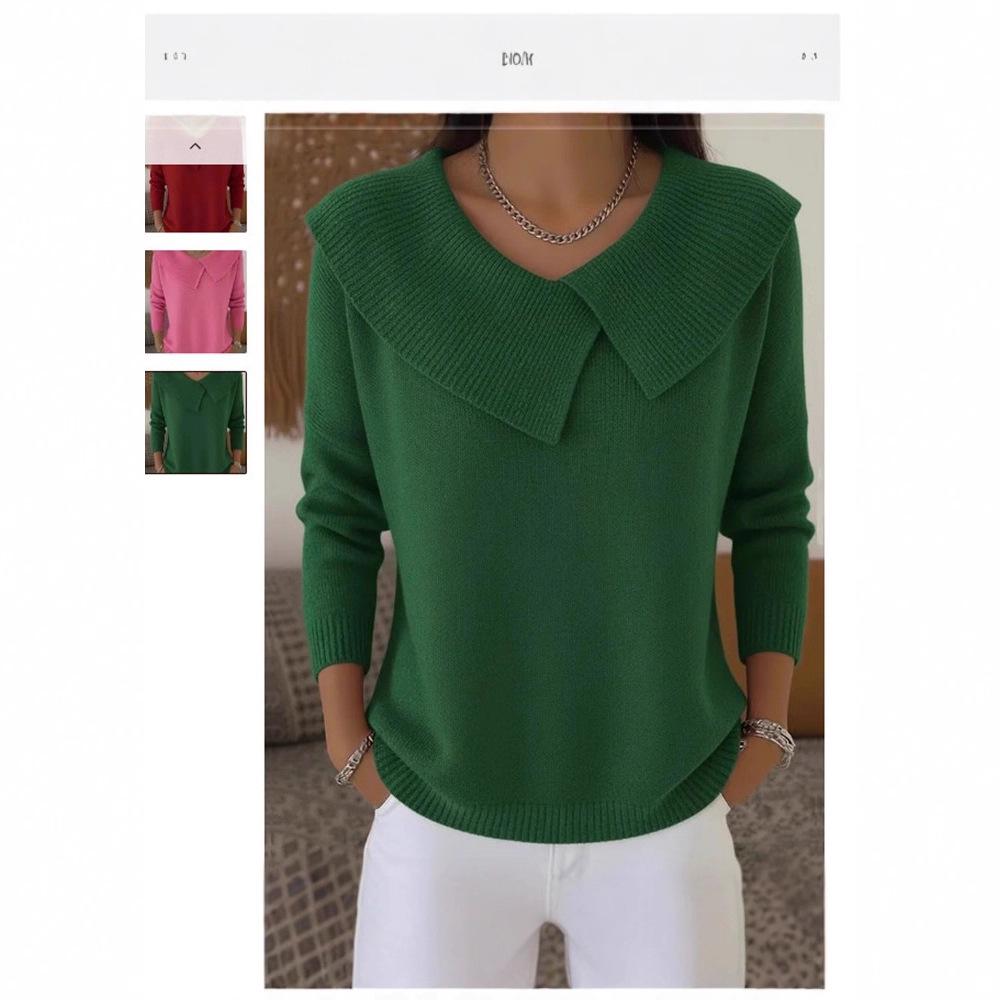 Women's Long Sleeve Doll Neck Knit Sweater