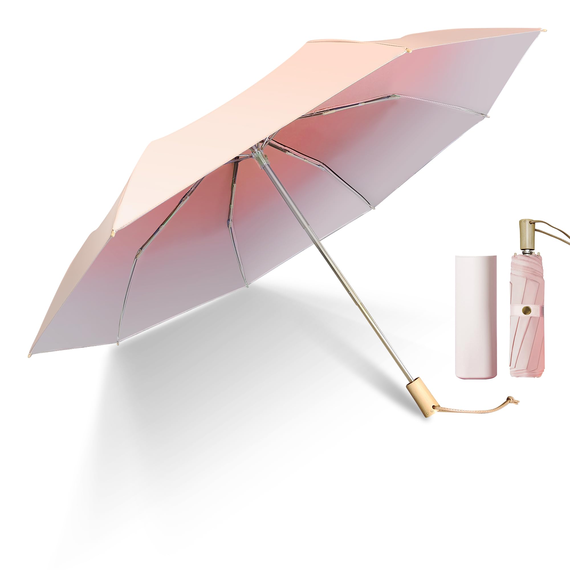 

Зонт Dlin складной большой для солнечной и дождливой погоды, складной, с защитой от УФ-лучей, легкий, уровень 5 водостойкости, быстро сохнущий, милый зонт для складного зонта для солнечной погоды розовый