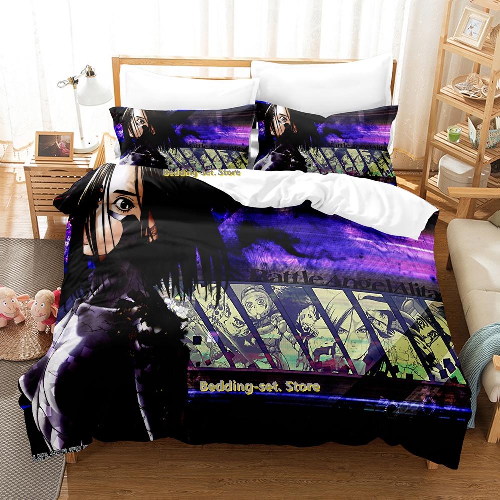 2024 Battle Angel Alita Bedding Set Single Twin Full Queen King Size Bed Set Adult Kid Bedroom Duvetcover Sets Anime Bed Sheet