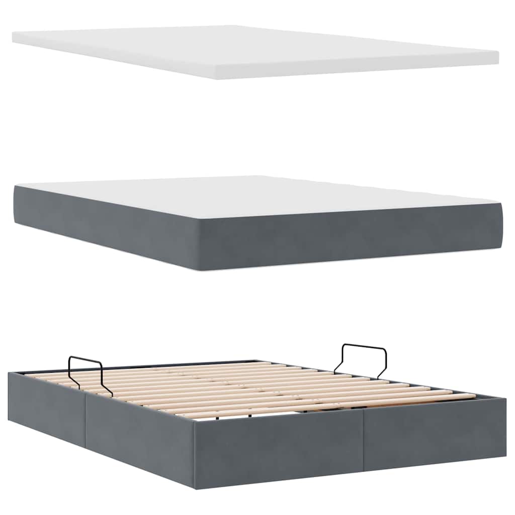 Storage Bed with Mattress Dark Gray 140 x 200 cm Velvet
