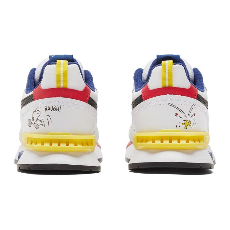 Puma Peanuts Mirage Mox Jr Snoopy Low Top Kinder Laufschuhe Kinder Laufschuhe Weiß Blau 375734-01
