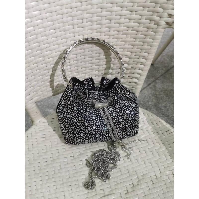 2026 Womens Crystal-Embellished Crossbody Bag Fringe Detail Small Square Shoulder No Top Handle