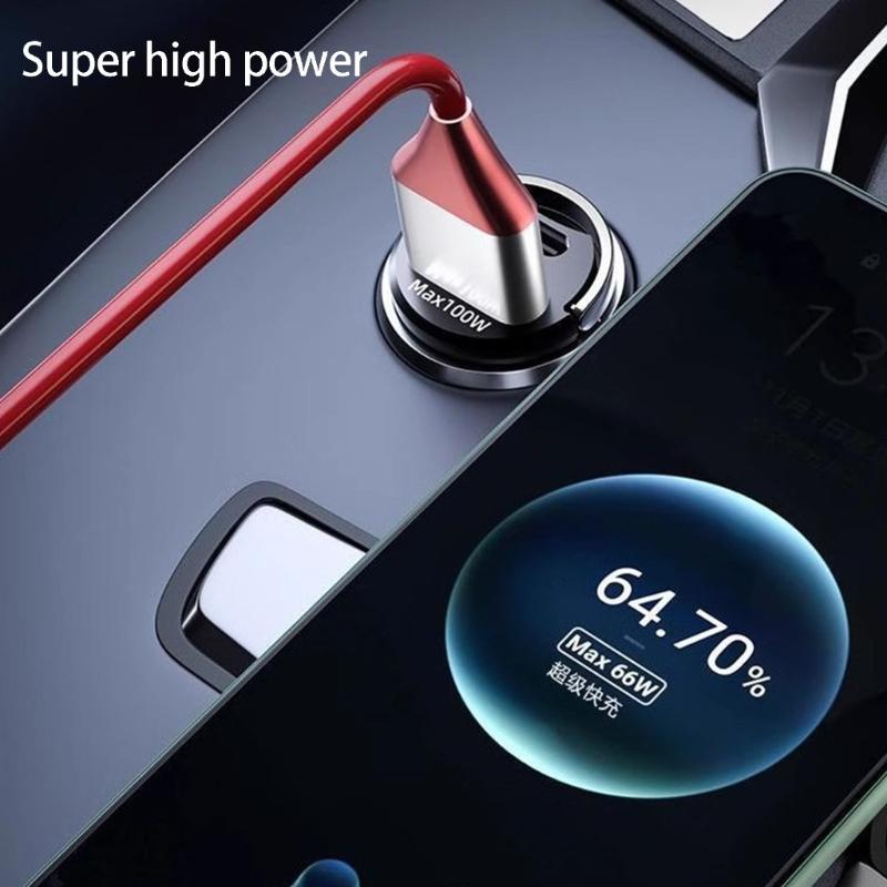Highly Speed 100W Automotive Charger Intelligent Car Charger Durability Metal Case Ideal For Road Trips and Commuting