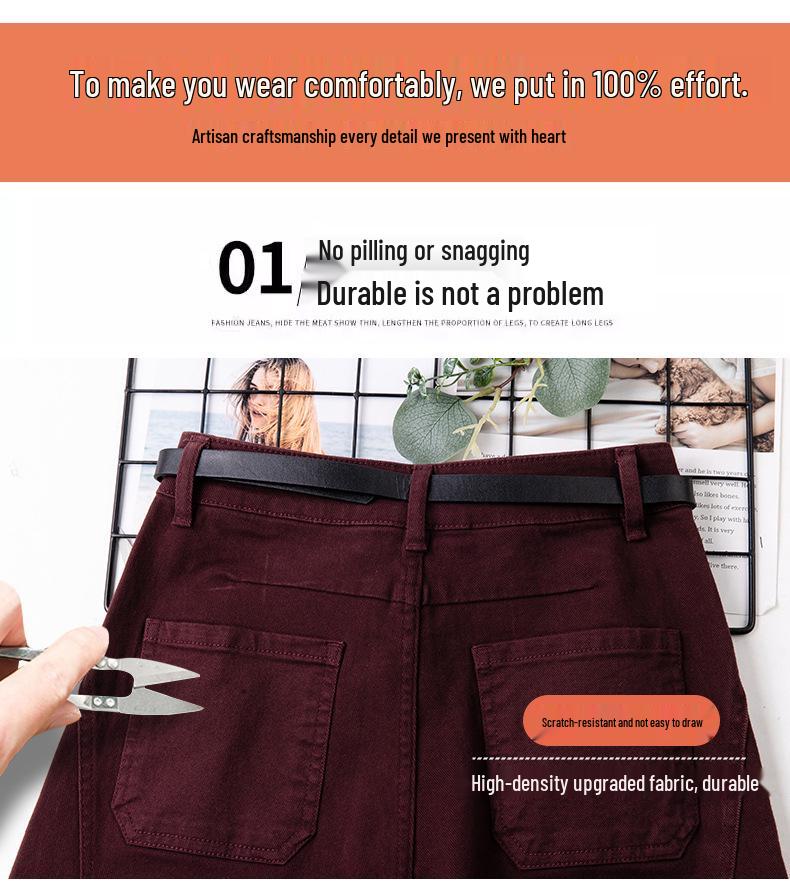 Damen 2025 High-Waisted Dunkelblaue Straight-Leg Jeans - Slim Fit, Wide-Leg, Lässige Frühling & Herbst Hose