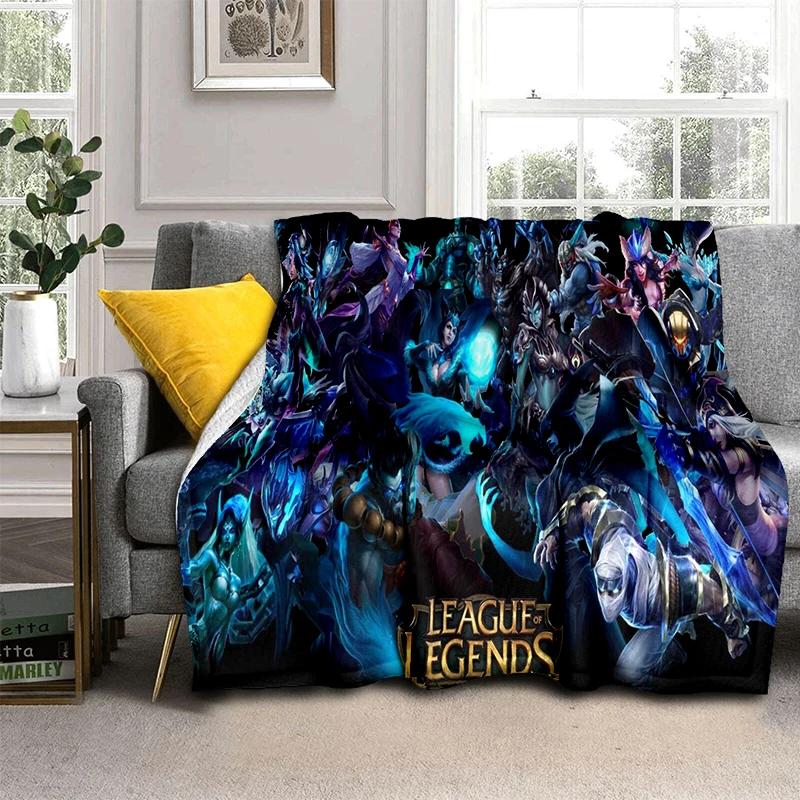 LOL 29 Styl Jinx League of Legends Kreslená flanelová deka, Měkká přehozová deka pro domácnost Ložnici Postel Pohovku Cestovní potah Dětský dárek
