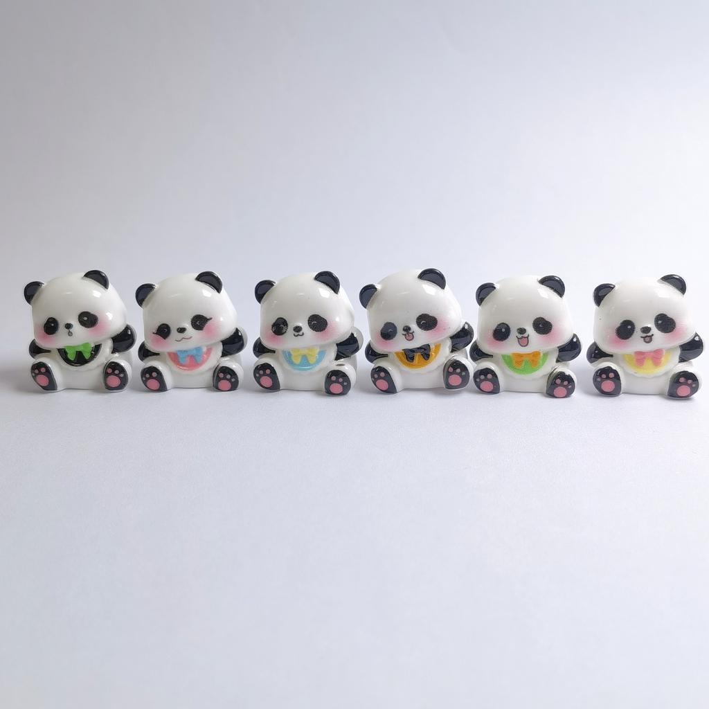 100pcs Kawaii 3D Resin Cartoon Animal Panda Miniatures Figurines Home Decor DIY Crafts Doll House Decorative Desktop Ornament