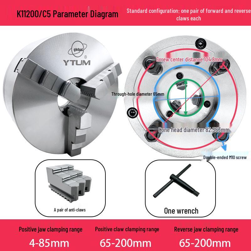 Zhonghuan K11200 Self-Centering CNC Lathe A26 Three-Jaw Short Taper Chuck