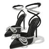 Fashion Women Shoes Designer Butterfly-knot Crystal Buckle Strap Pumps Street Style Elegant Thin High Heels for Women Stripper Prom Shoe