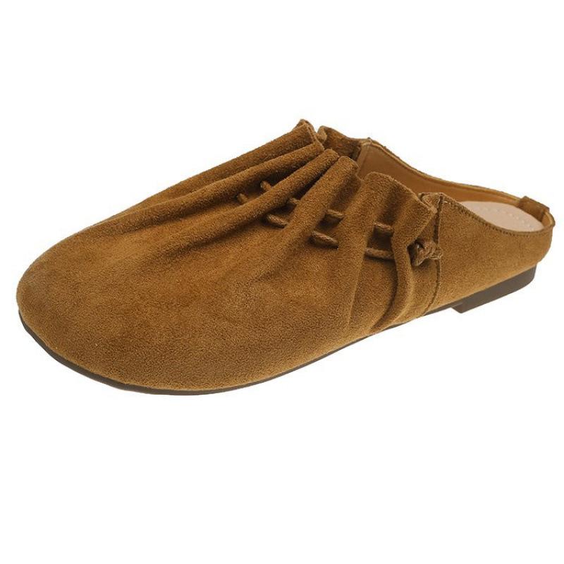 Myk skinnversjon~ Neizeng Boken sko dame halv tøffel høst og vinter ny retro mote allsidig ett-tråkk lat veske hode tøffel