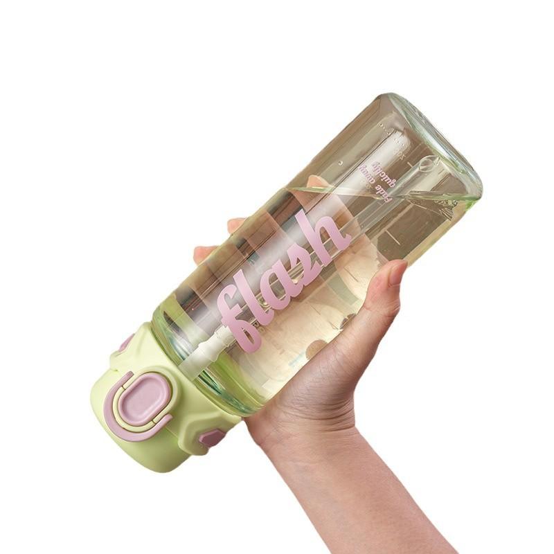 Water bottle summer high value student water cup sports simple fresh double drink easy cup boys and girls portable anti-drop straw cup