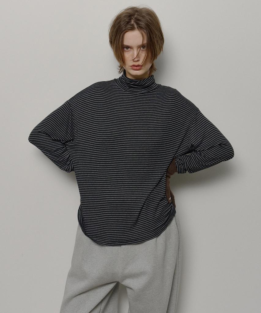 Lonkeu Stripe Turtle Neck Long Sleeve (Black)