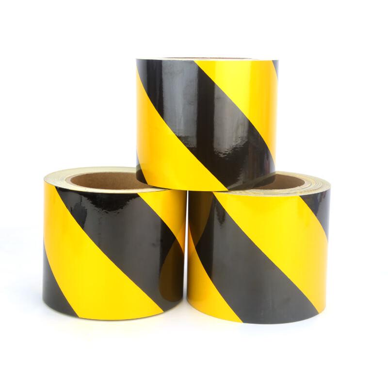 Yellow and Black Diagonal Reflective Warning Tape
