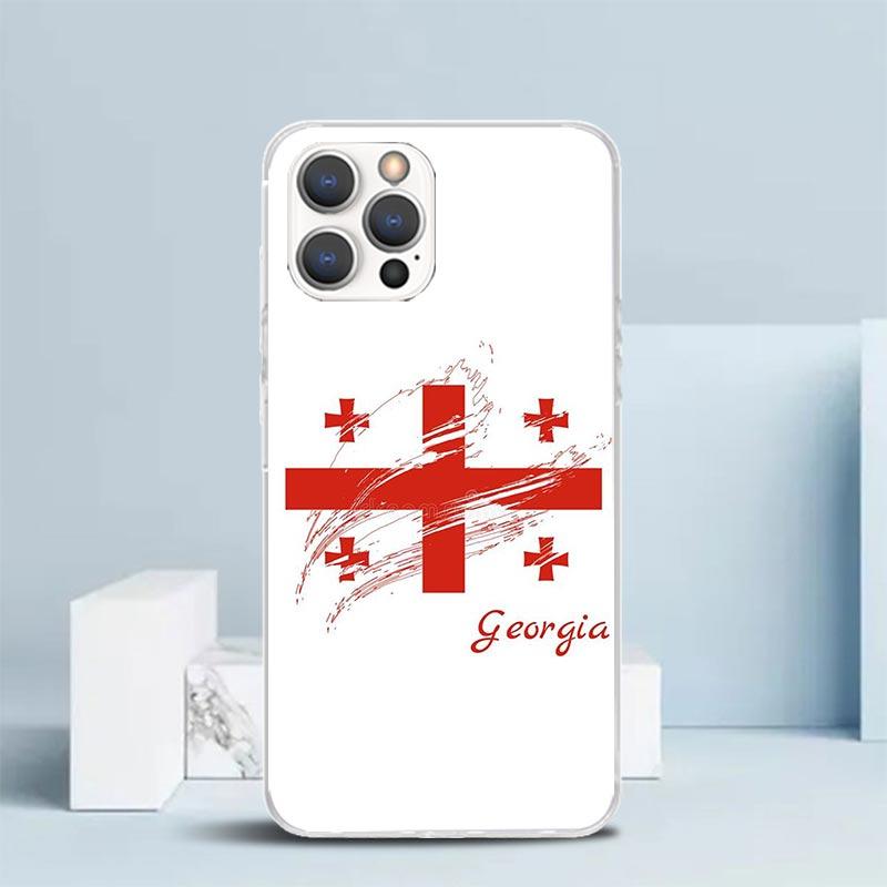 Georgia Flag Phone Case For IPhone 16 17 Air 16E 15 14 Plus 13 Mini 12 11 Pro Max 7 8 + SE 2020 Soft TPU Back Cover 16 17 Air 16