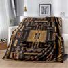 Vintage Kilim Tribal Geometric Print Flannel Blanket, Soft Cozy Throw for Bed Sofa, Ethnic Home Decor