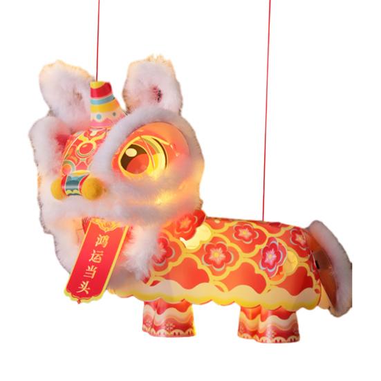

Lion Dance Lantern Handmade Chinese Traditional Lion DIY Crafts Spring Festival Handheld Lantern for Chinese New Year Mid-Autumn Festival Home Decor красный