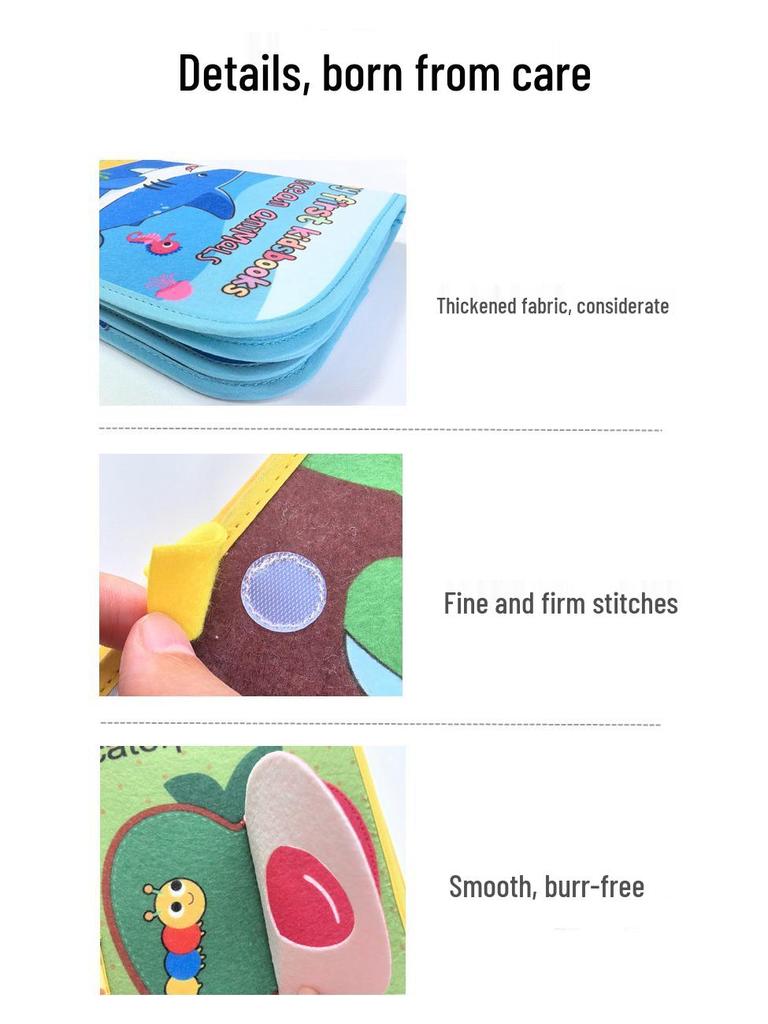 Montessori Baby Quiet Cloth Book: Tearable, Velcro, Calming Early Education Toy for Infants & Toddlers