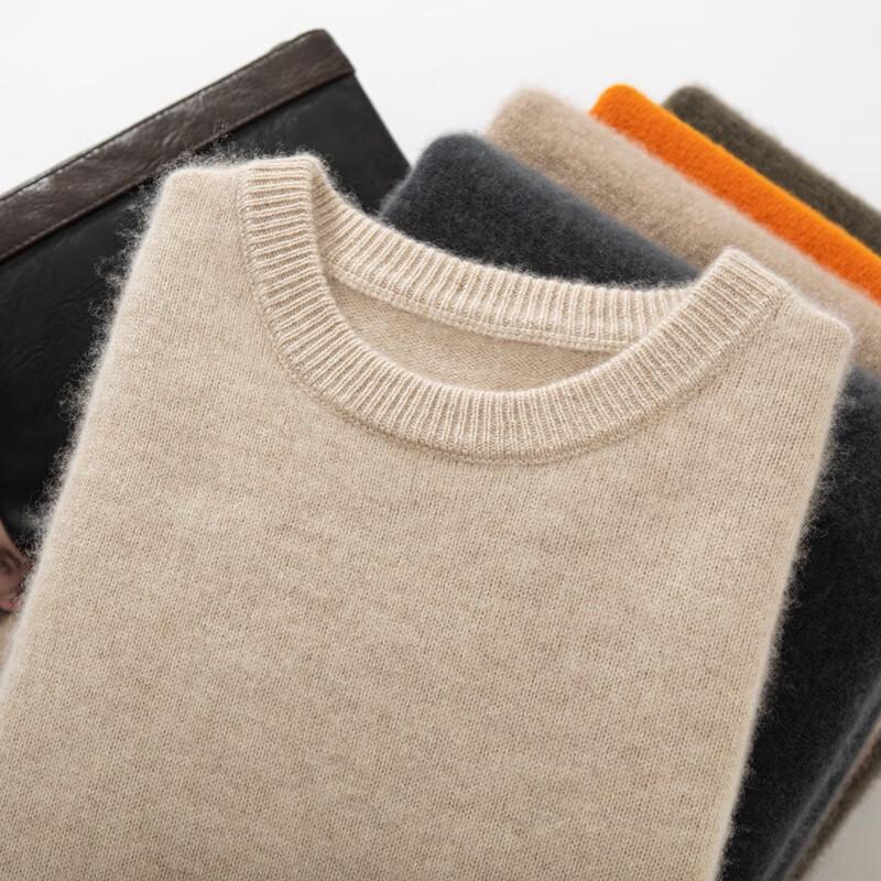 Fanzhen Men's 100% Pure Cashmere Round Neck Sweater