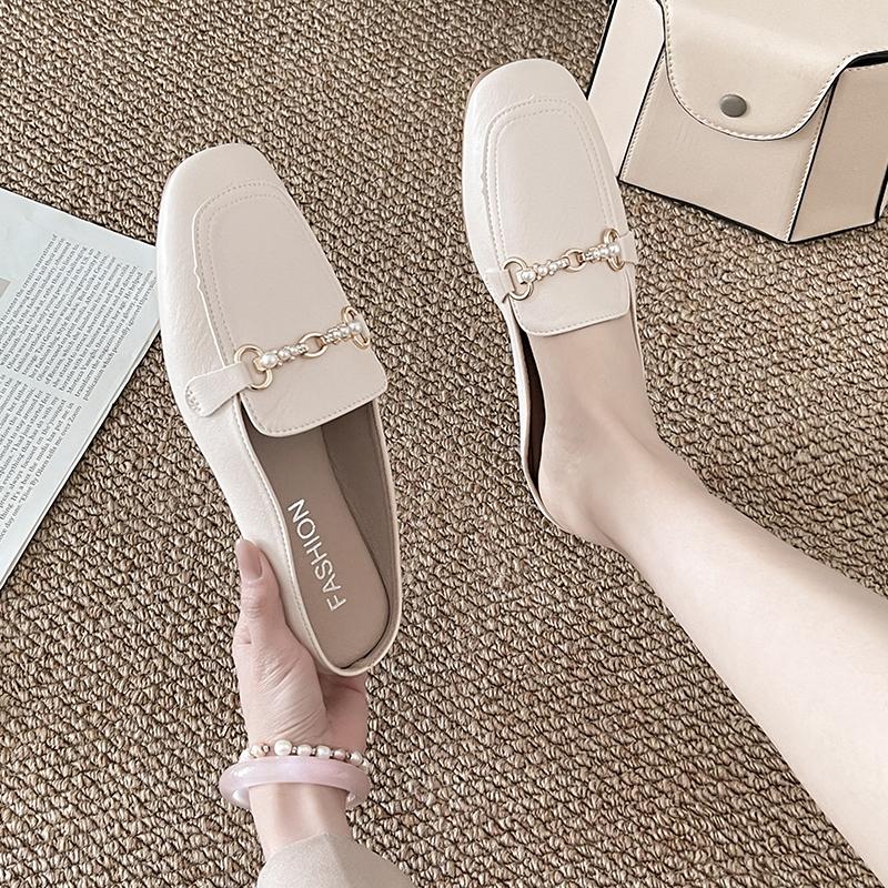 Fashion 2025 New Women Shoes Ladies Flat Fashion Vintage British Leather Oxford Loafers Size 43 Comfy Casual Shallow Flats Gold Logo