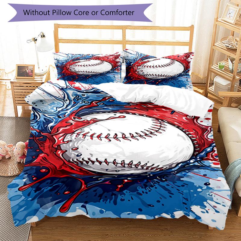 3pcs Baseball Bedding Set Duvet Cover Closure Includes 1 Duvet Cover & 2 Pillowcases, Soft and Comfortable for All Seasons.