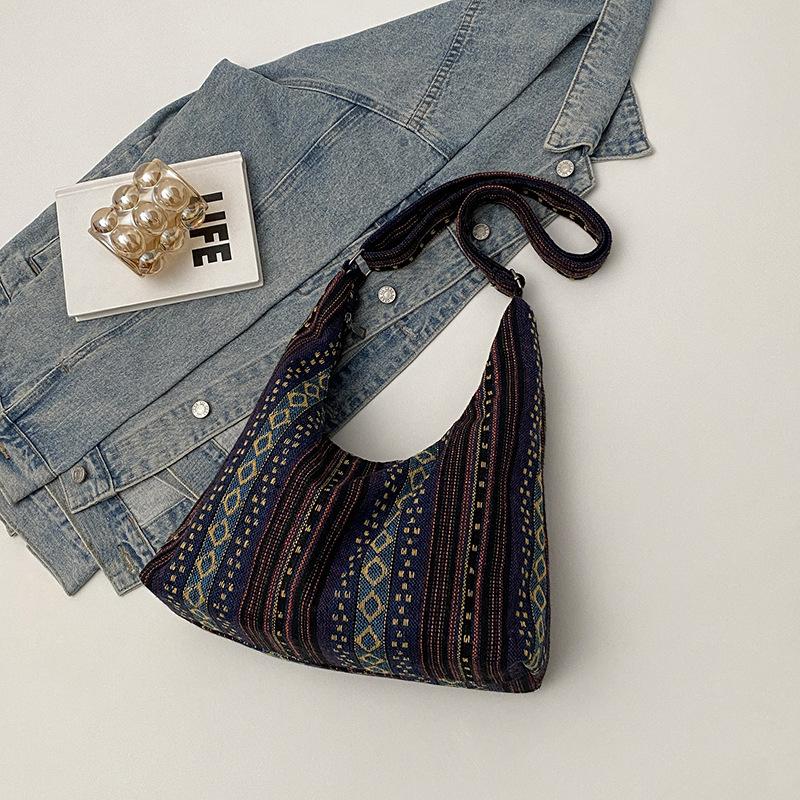 

2025 ранняя весна новая повседневная ретро персонализированная сумка подмышку модная простая сумочка большая вместительная сумка-тоут сапфир синий