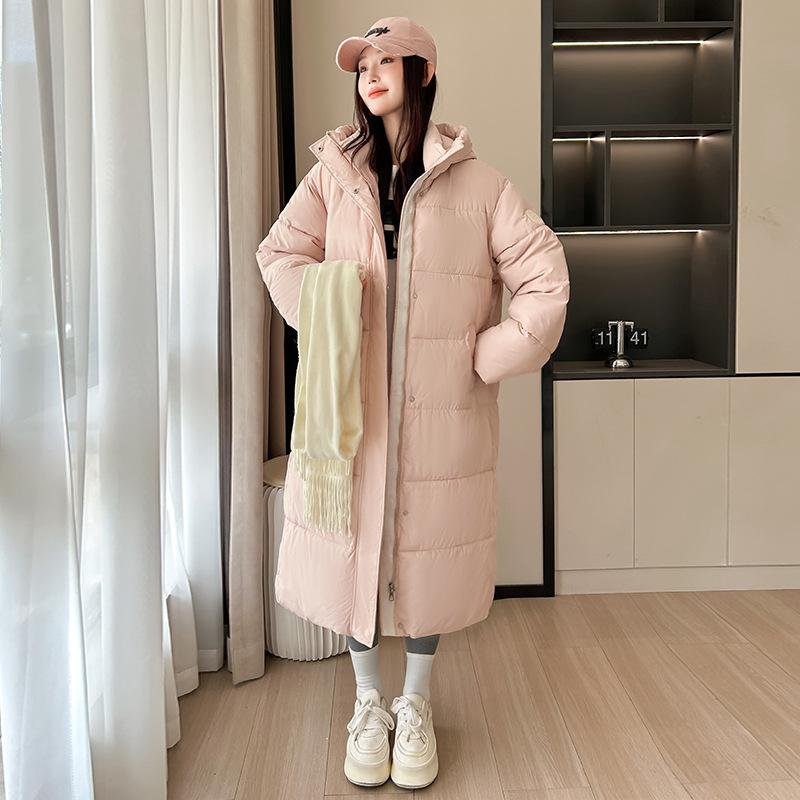 Long Down Cotton Coat for Women, Extra Long Over The Knee, New Style, Thickened, Loose and Versatile, Couple's Cotton Coat and Jacket for Winter