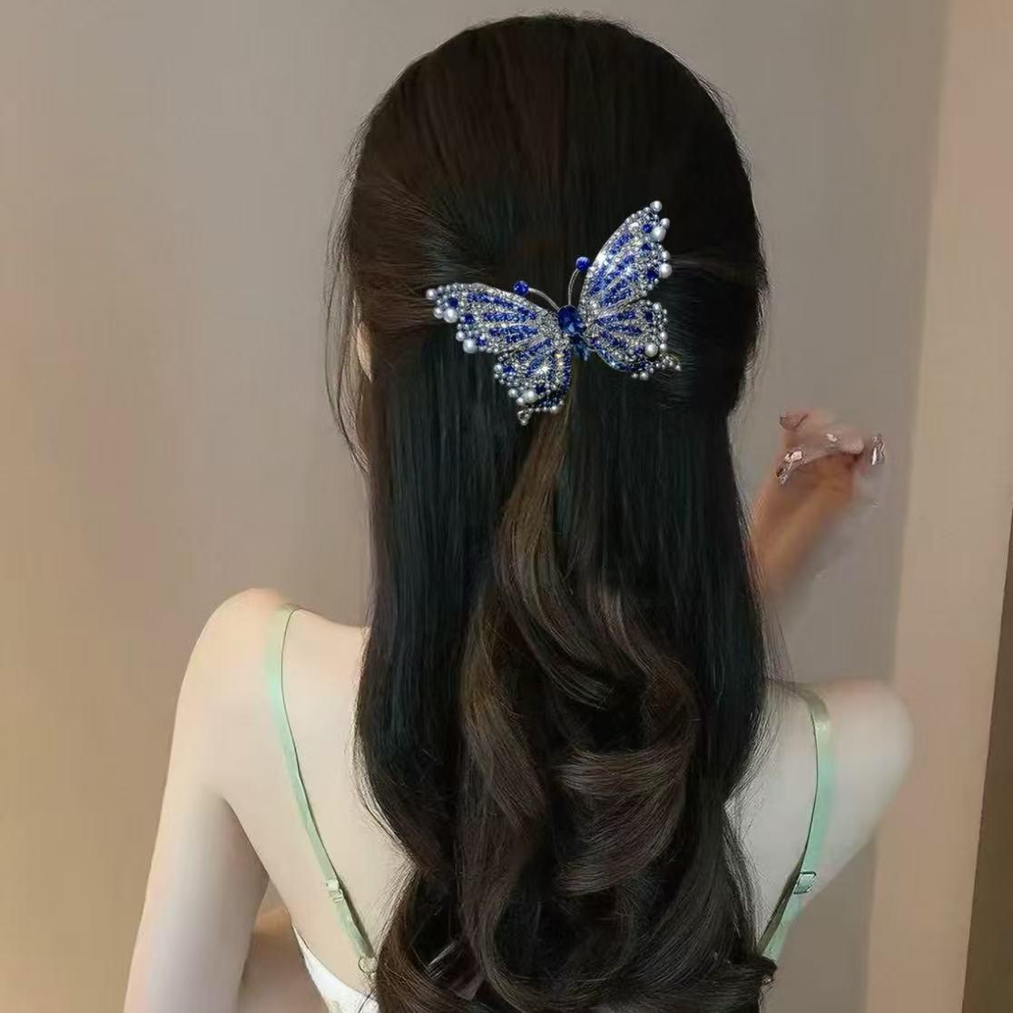 Elegant Crystal Butterfly Hair Clip - Luxury Spring Headdress with Versatile Ancient Style FJ01066