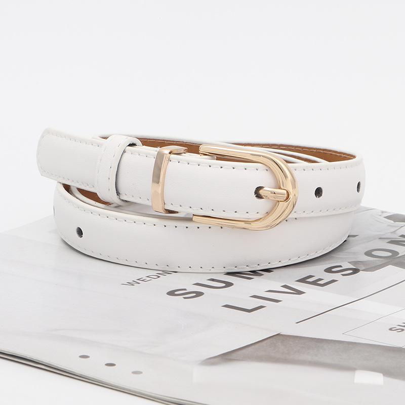 Spring Pu Womens Leather Skinny Belt Metal Pin Buckle Outdoor Leisure Belt Waist