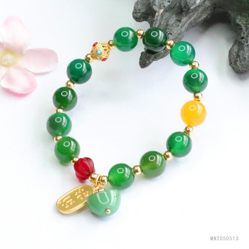 2026 Green Chalcedony Ingot Tassel Bracelet Agate Jewelry Factory Live Delivery S2050513