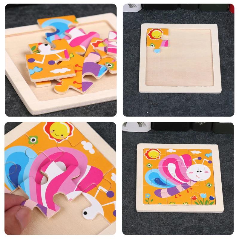 11cm/4.33in Holzpuzzle Cartoon Tier Verkehr Auto Holzpuzzles für Kinder Montessori Spiele Kinderspielzeug