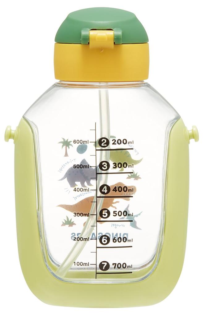 Skater Straw Water Bottle with Shoulder Dinosaur Picture One-Push Strap, 780ml, Book, PDSH8DX-A