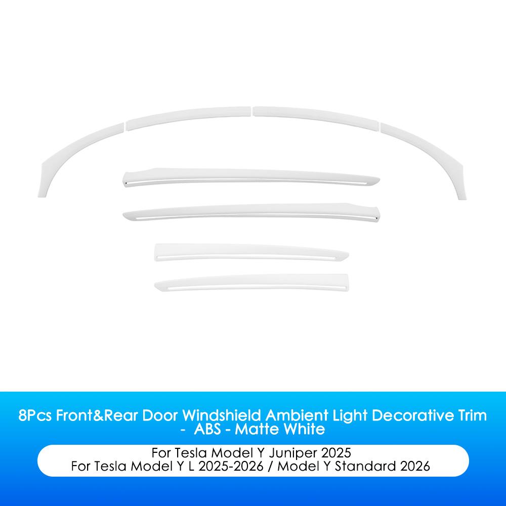 Heenvn ABS Carbon Car Door Decor Strip For Tesla Model Y Juniper Model YL 2025 2026 Anti-Scratch Windshield Ambient Light Trim