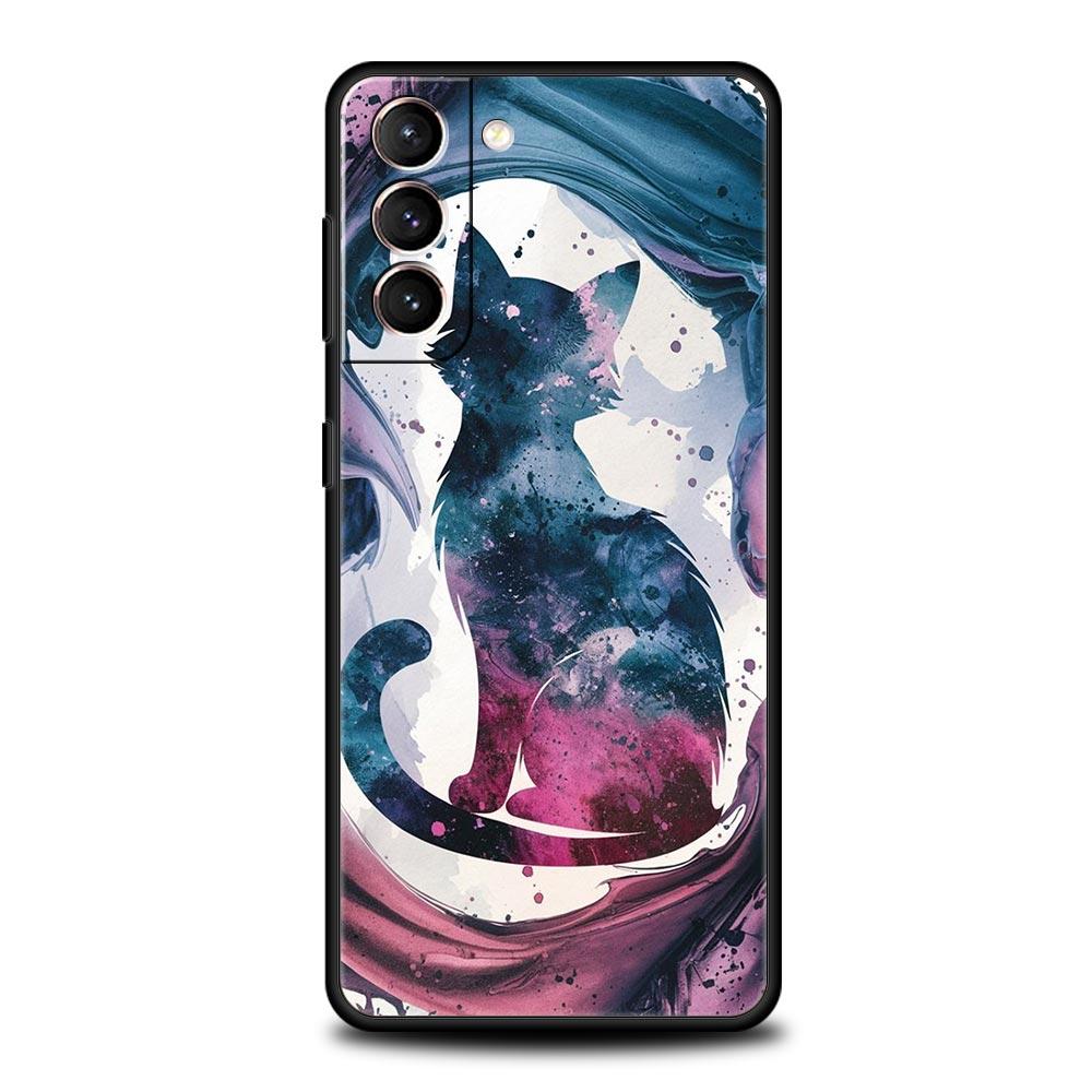 Cute Cat Phone Case for Samsung Galaxy S26 S25 S24 S23 S22 S20 S21 FE Ultra S25 Edge Plus 5G Soft TPU Cover Fundas Capas Bags