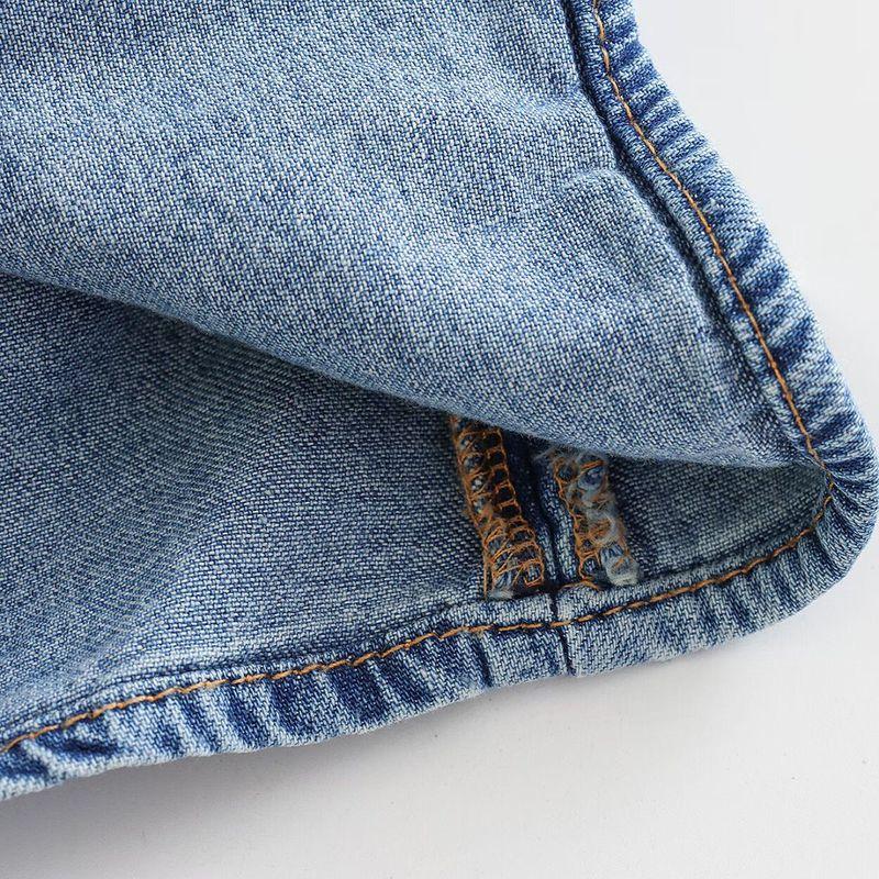 Kaslead New Women Clothes Western Style Fashion Simple and Versatile Double Placket Denim Top 2569070