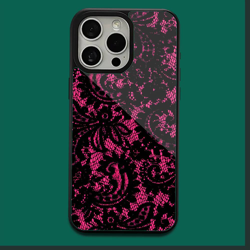 Black lace print New Hot Phone Case For iPhone 16,15,14,13,12,11,Plus,Pro,Max,Mini Soft Magesafe Magnetic Wireless Charge