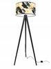Stehlampe Dreibein Lampenschirm Goldene Blumen LED