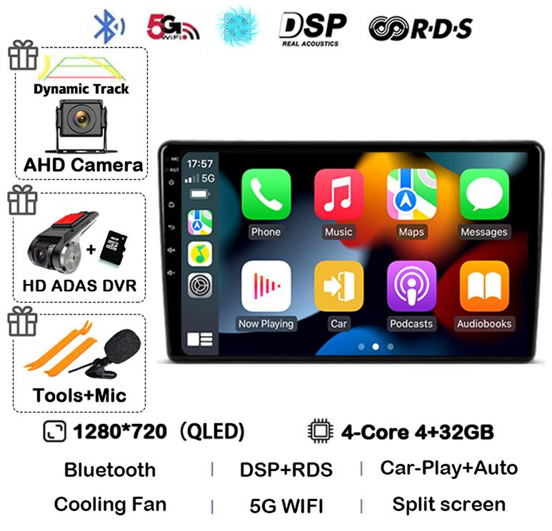 Android 14 Carplay For Citroen Berlingo 2 B9 Peugeot Partner 2008 2009 2010 -2022 Multimedia Car Radio Player DSP WIFI+4G Stereo