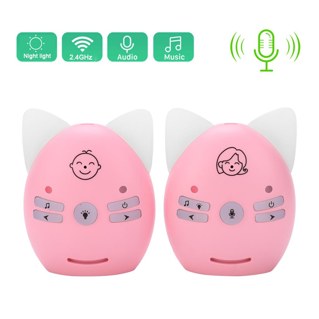 Wireless Audio Baby Monitor Two Way Talk Baby Monitor with Music Pink