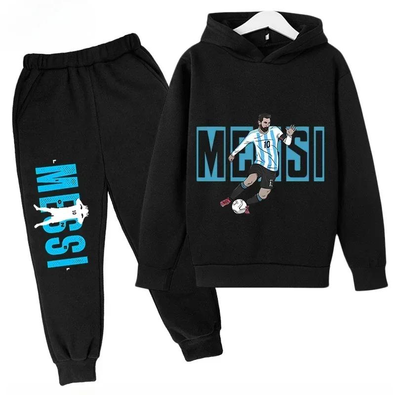 Messi Print Children's Set Sports Hoodie Pants Suit 2pcs Set Boys Girls Baby Kid Clothing Casual Fashion Autumn Winter Sportsuit