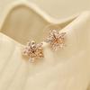 Exquisite Sparkling Zircon Snowflake Earrings For Women Shiny Rhinestone Imitation Pearl Earrings Christmas Party Jewelry Gifts